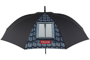 Druckbeispiel VELUX fensterkeil - Fare: Umbrellas with a vision