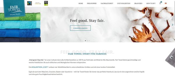 FairTowel Screenshot - L-Shop-Team: New website for Fair Towel
